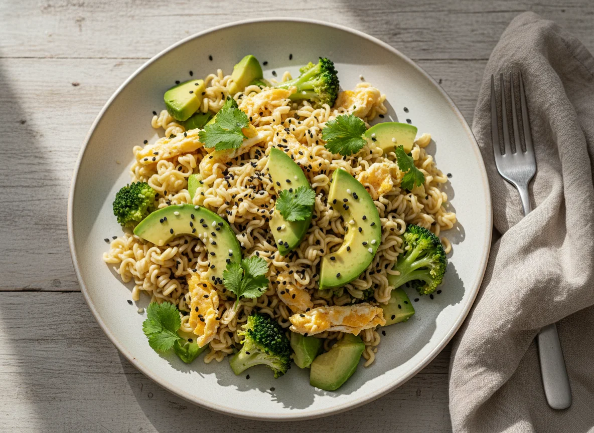 Nudelsalat mit Avocado und Gemüse photo
