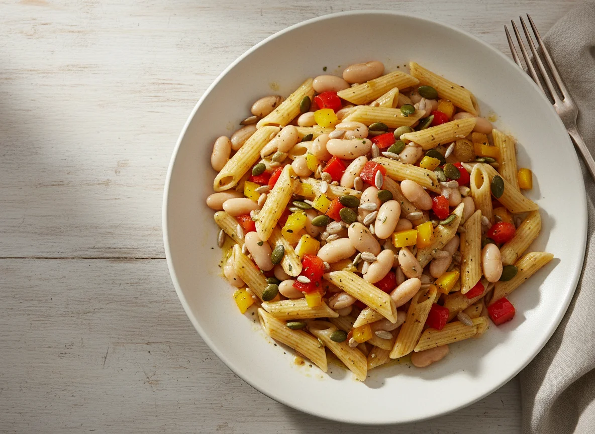 Nudelsalat mit Bohnen und Gemüse photo