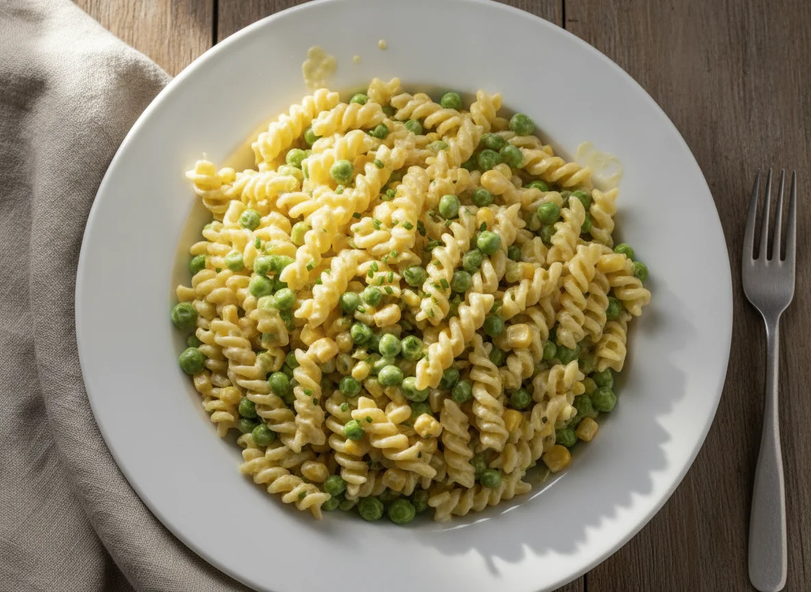 Nudelsalat mit Erbsen und Mais photo