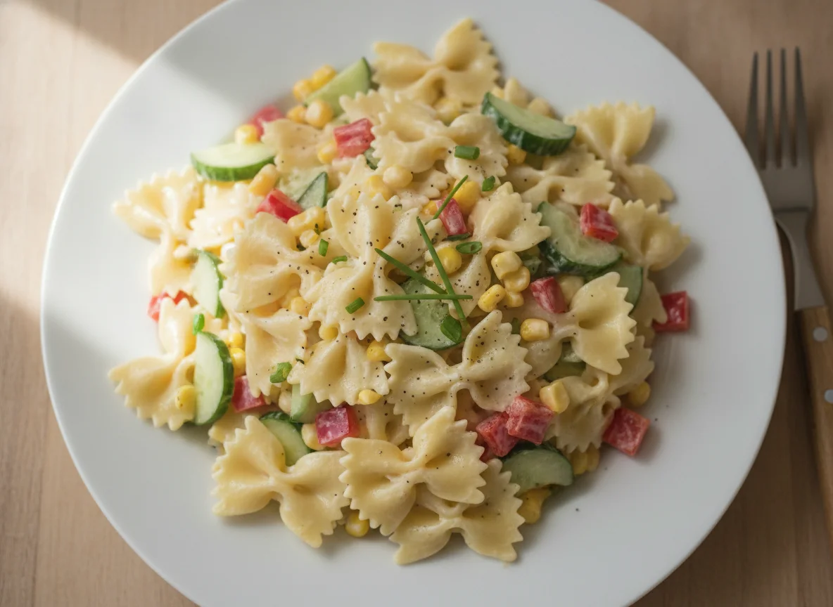 Nudelsalat mit Farfalle und Gemüse photo