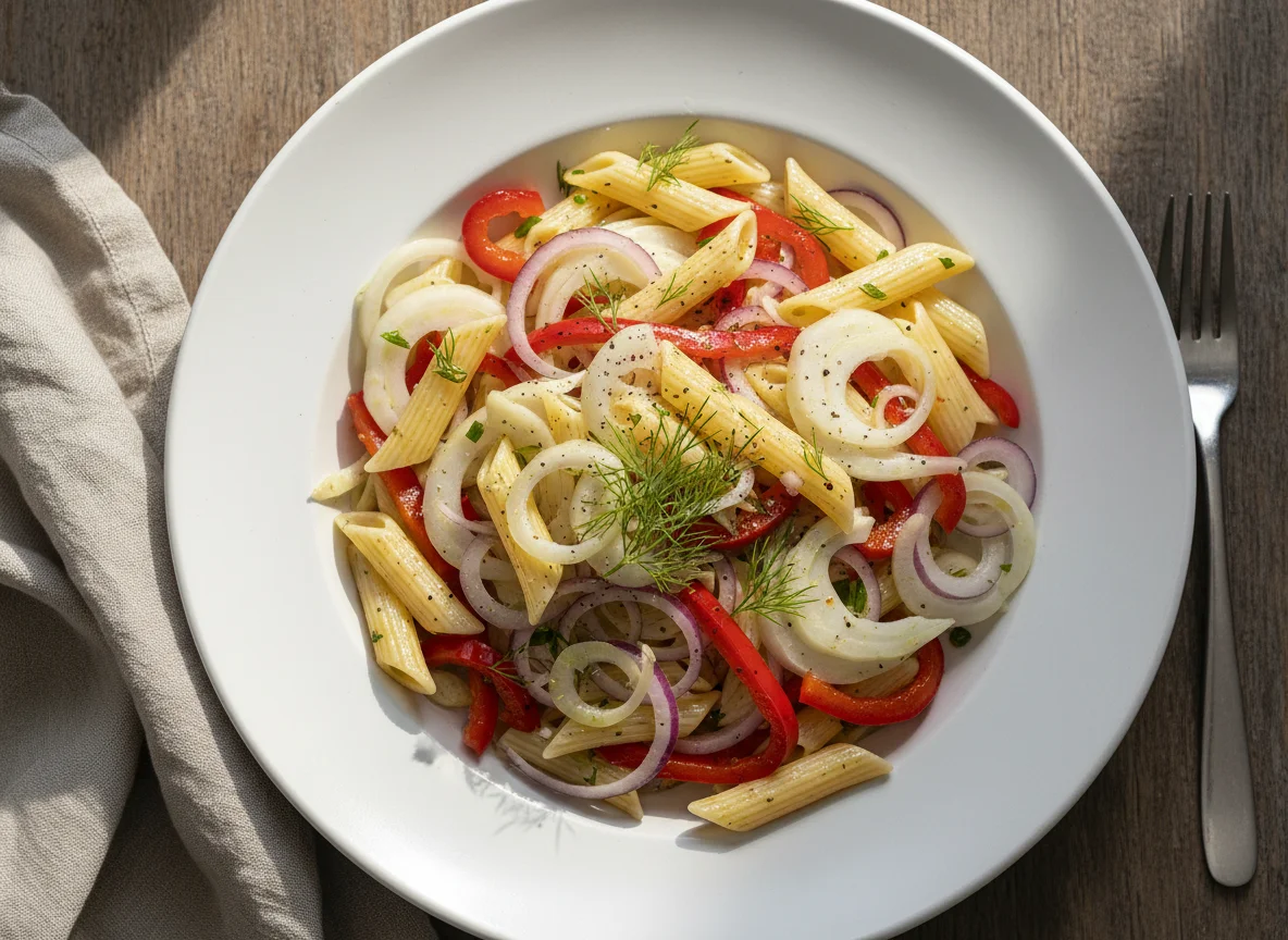 Nudelsalat mit Fenchel und Paprika photo