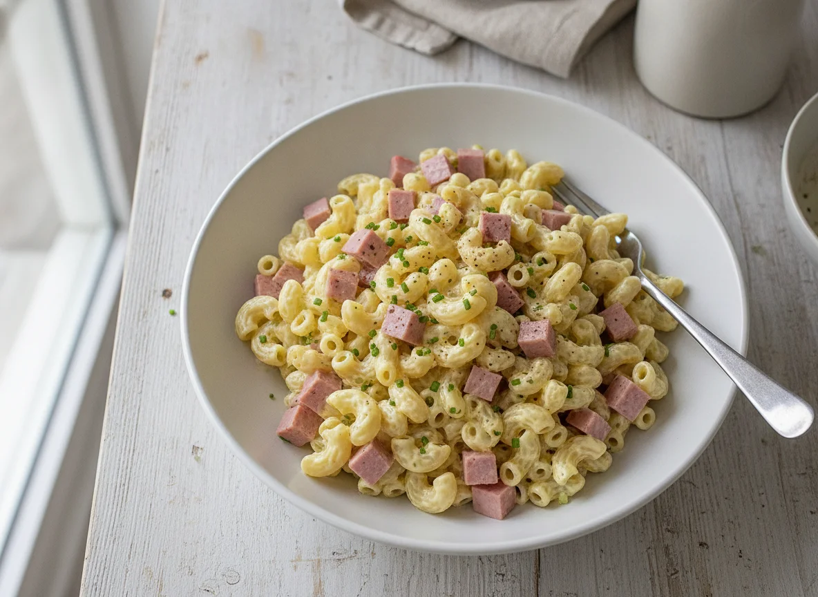 Nudelsalat mit Fleischwurst und Mayonnaise photo