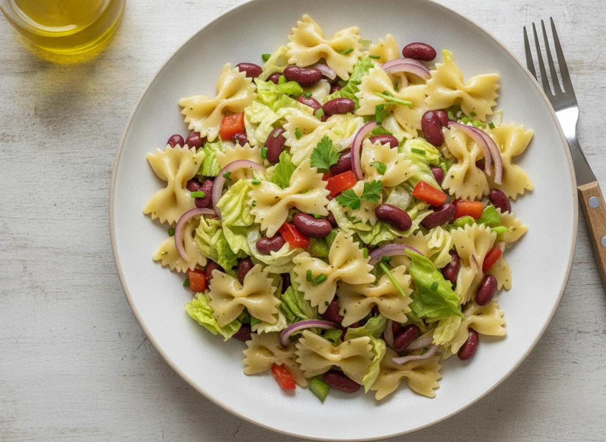 Nudelsalat mit gemischtem Gemüse photo