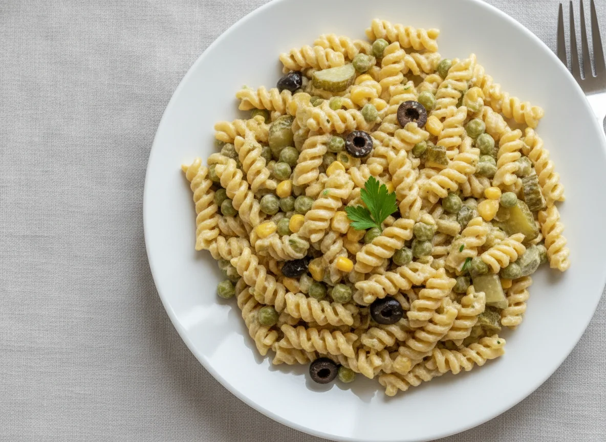Nudelsalat mit Gemüse und Mayonnaise photo