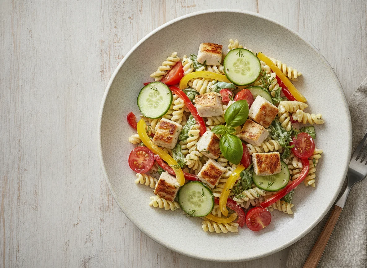 Nudelsalat mit Hähnchen photo