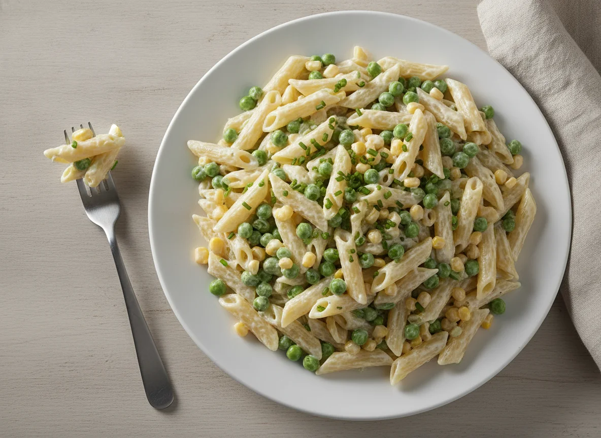 Nudelsalat mit Mais und Gemüse photo