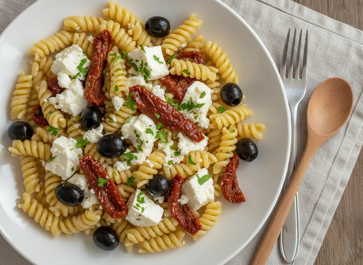 Nudelsalat mit Oliven und Feta photo