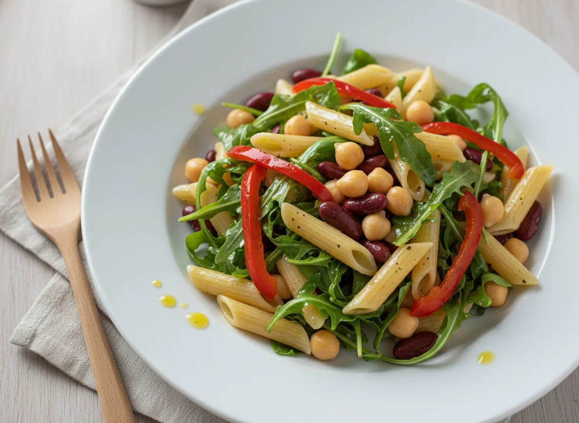 Nudelsalat mit Rucola und Bohnen photo