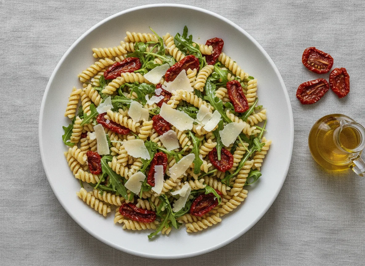 Nudelsalat mit Rucola und getrockneten Tomaten photo