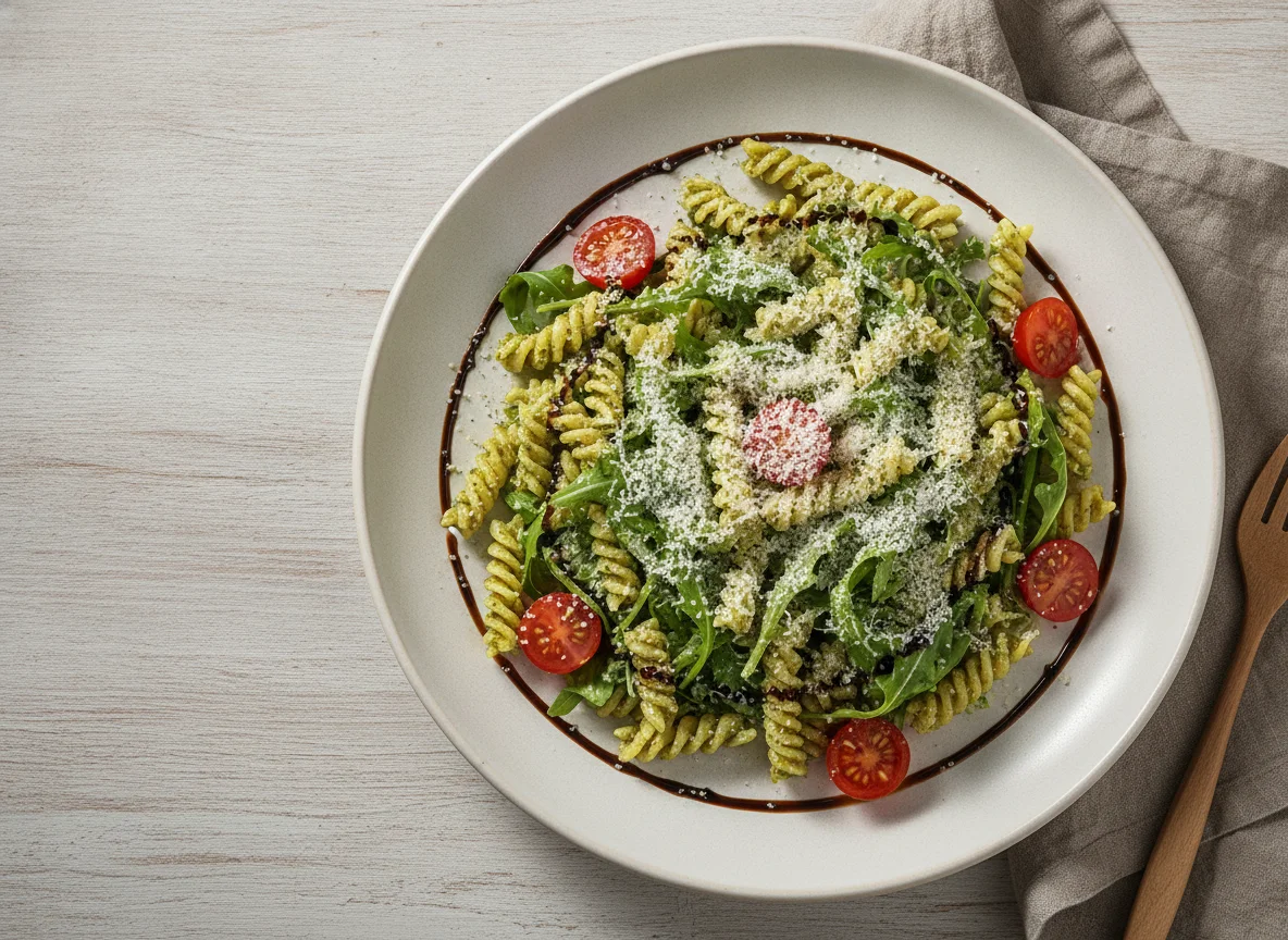 Nudelsalat mit Rucola und Kirschtomaten photo