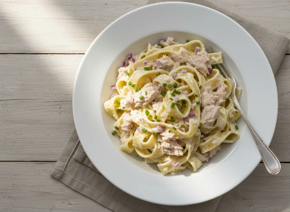 Nudelsalat mit Thunfisch und Mayonnaise photo