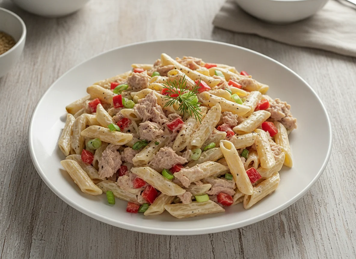 Nudelsalat mit Thunfisch und Paprika photo