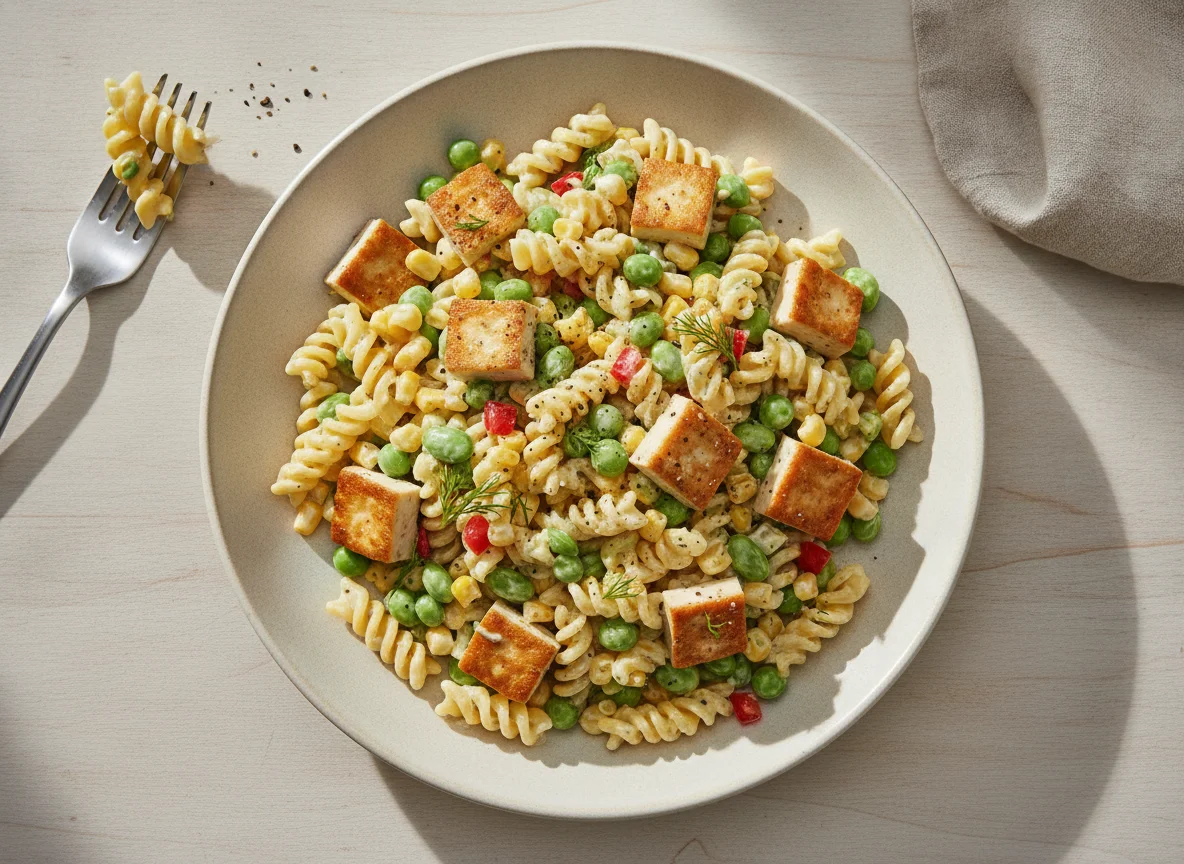 Nudelsalat mit Tofu und Gemüse photo