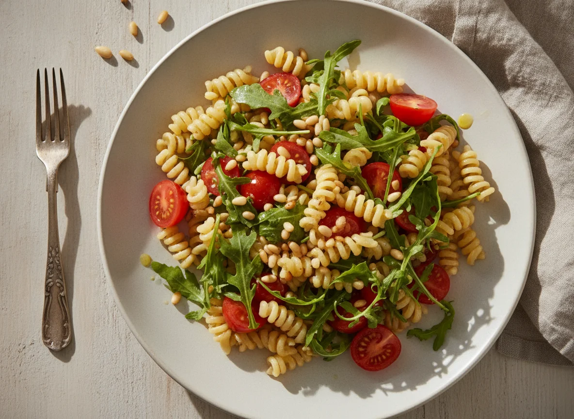 Nudelsalat mit Tomaten und Rucola photo