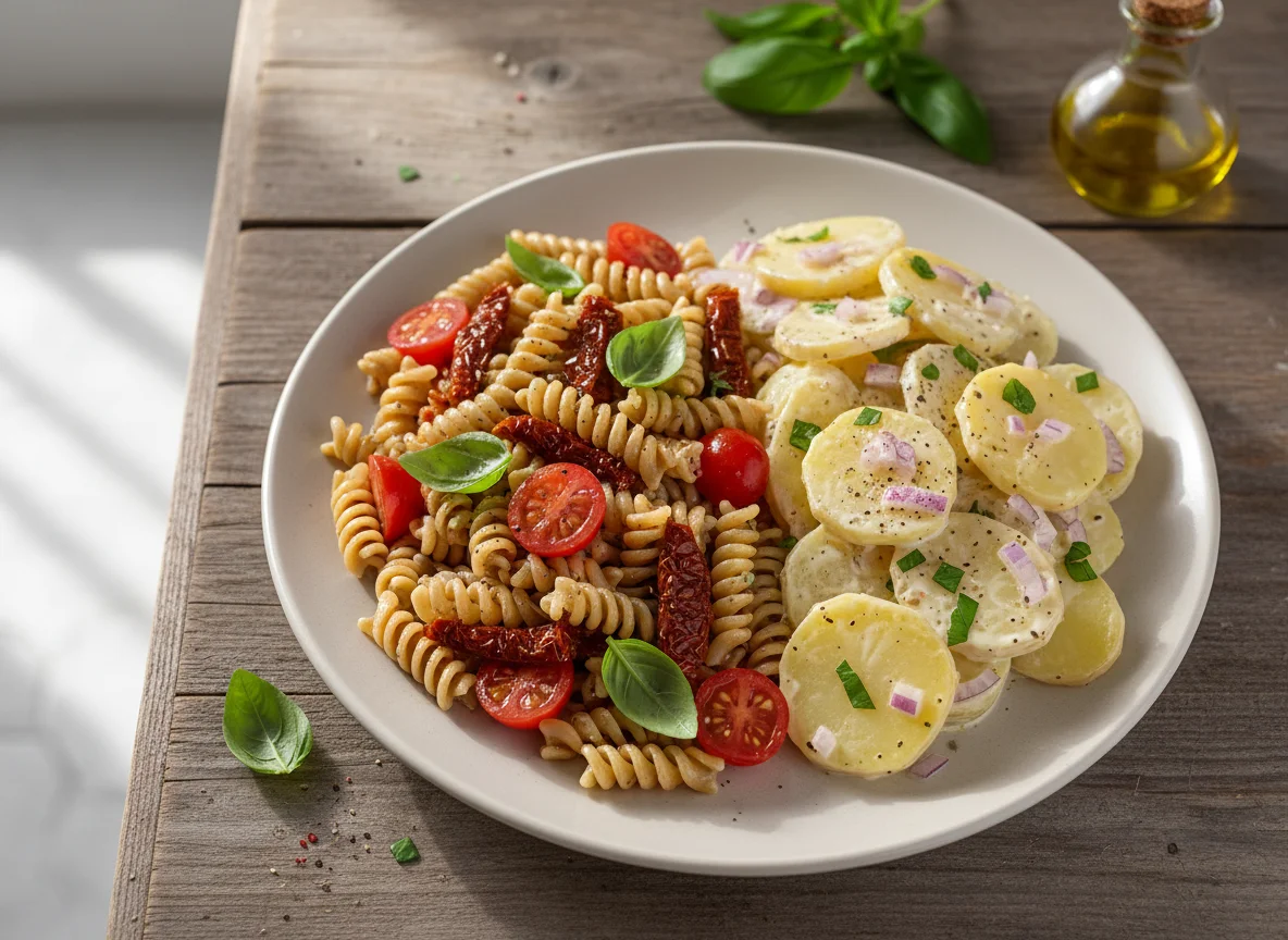 Nudelsalat und Kartoffelsalat photo