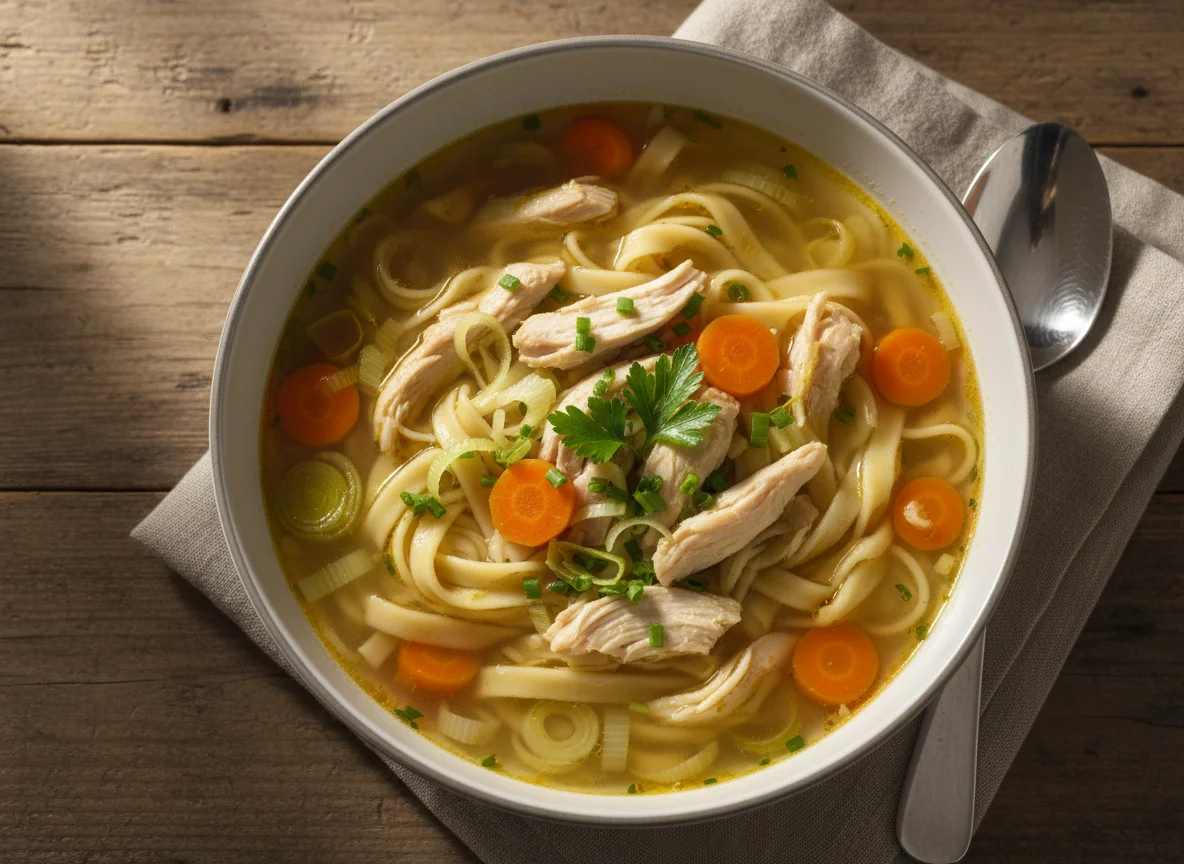 Nudelsuppe mit Huhn photo