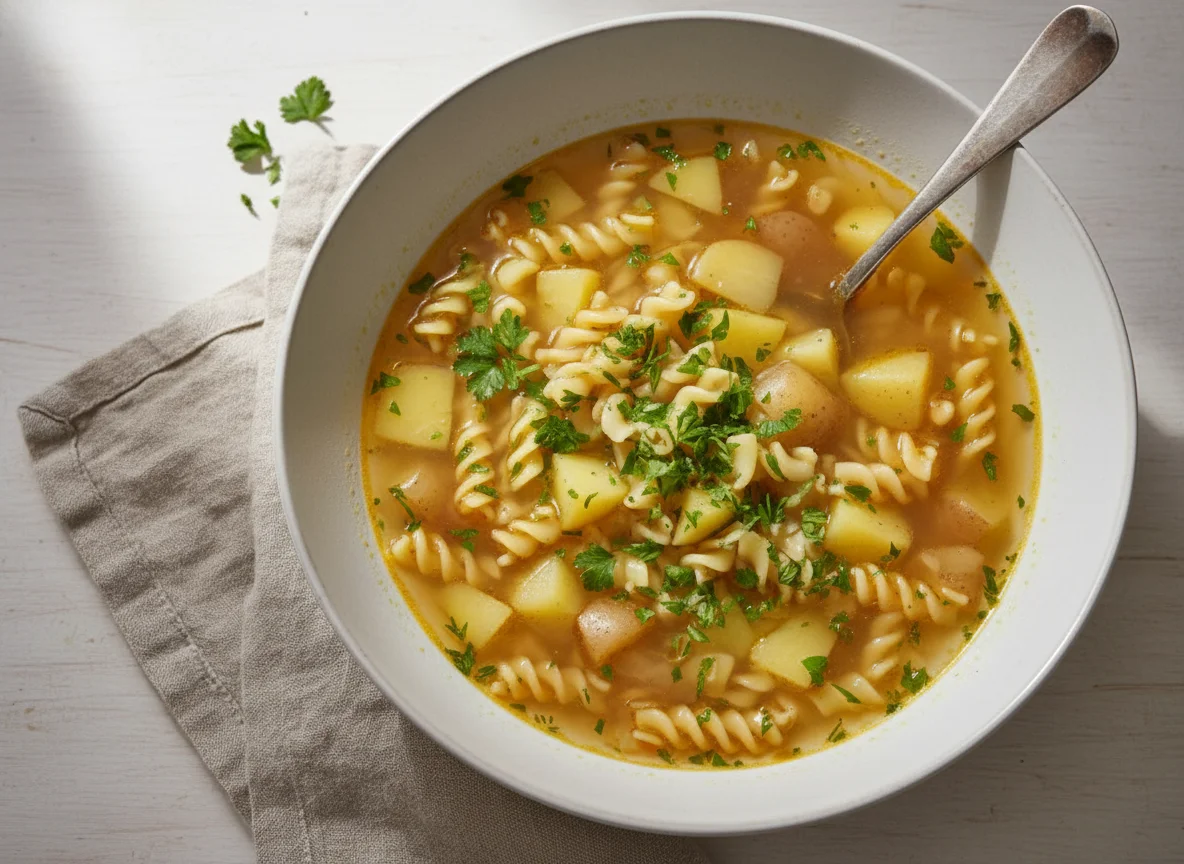 Nudelsuppe mit Kartoffeln photo