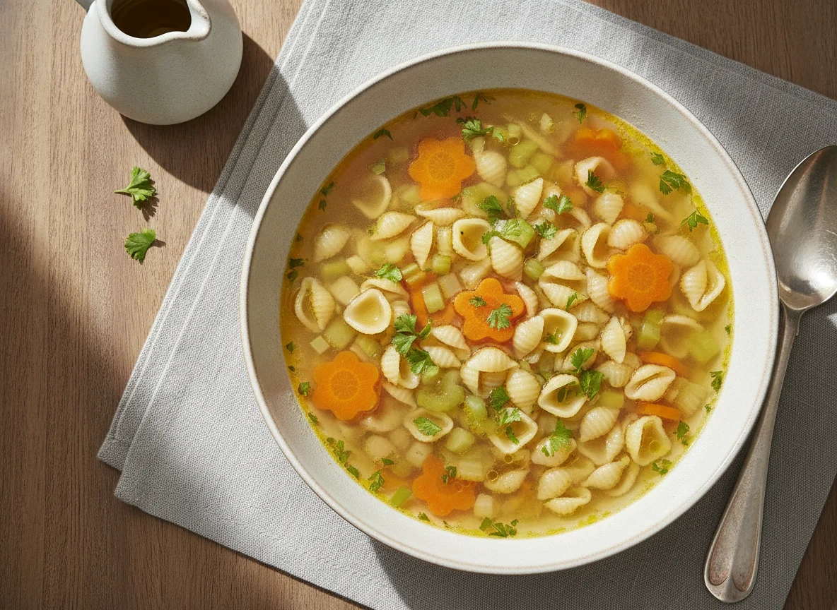 Nudelsuppe mit Muschelnudeln photo