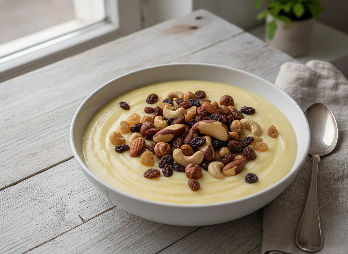 Nuss- und Trockenfruchtmischung mit Pudding photo