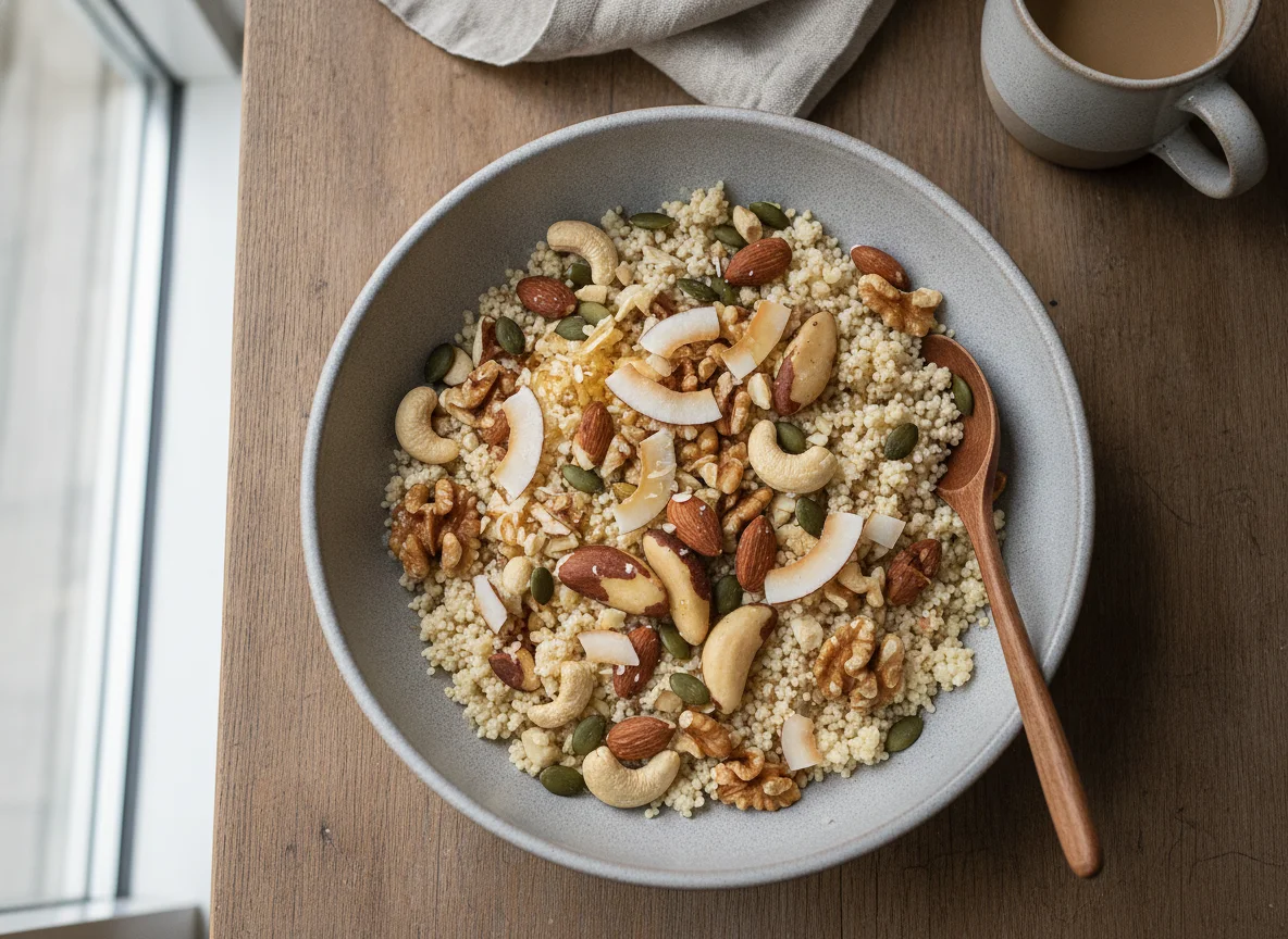 Nuss-Müsli mit geriebenem Blumenkohl photo