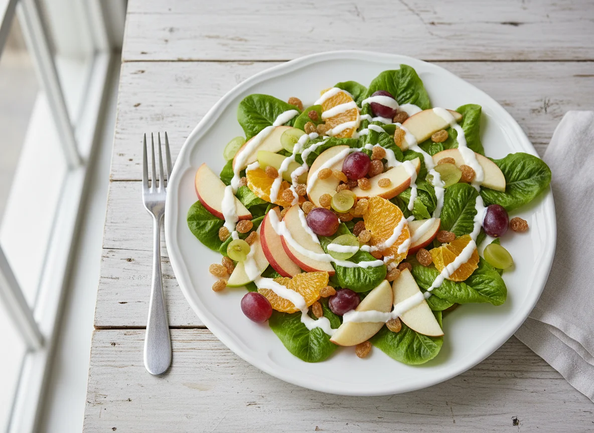 Obst- und Blattsalat photo