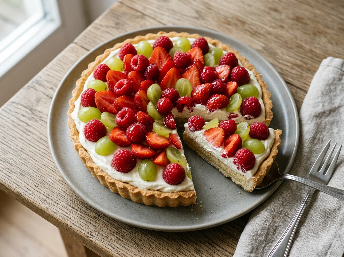 Obstkuchen mit Sahne photo