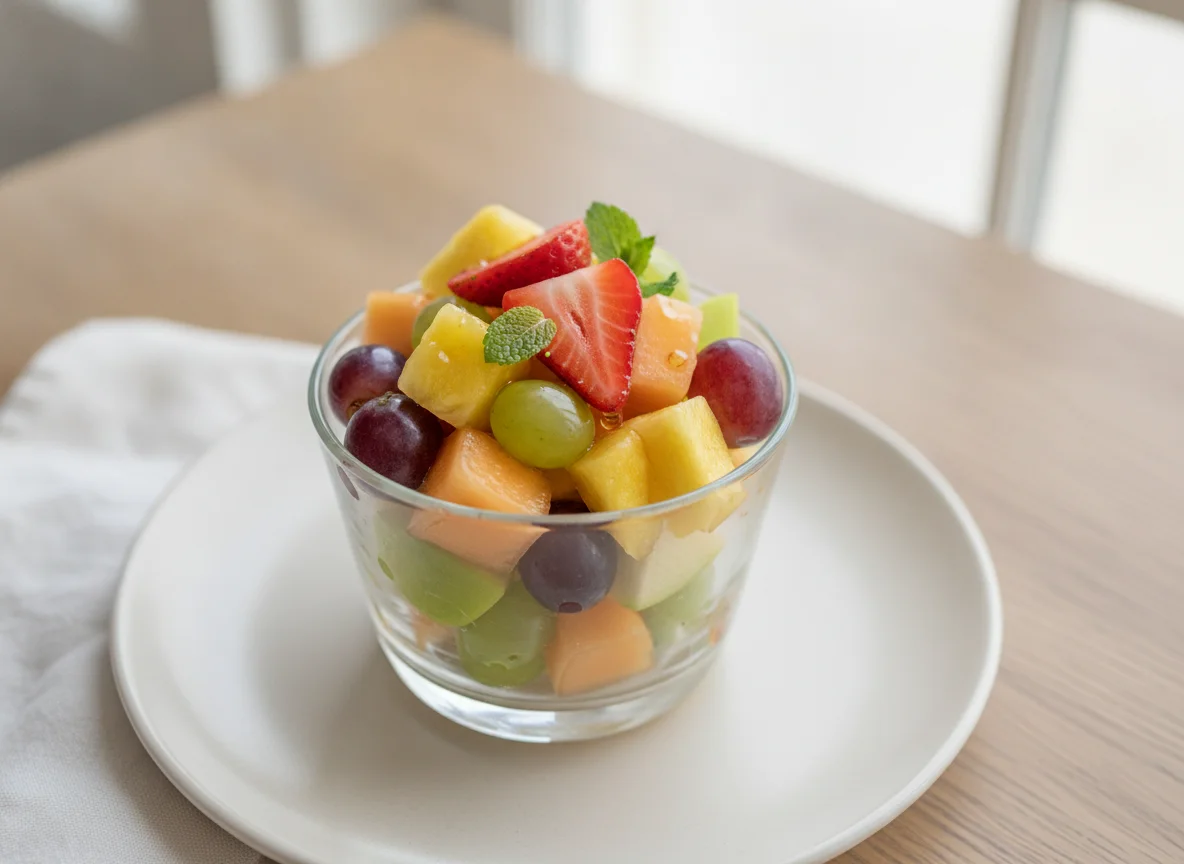 Obstsalat im Becher photo