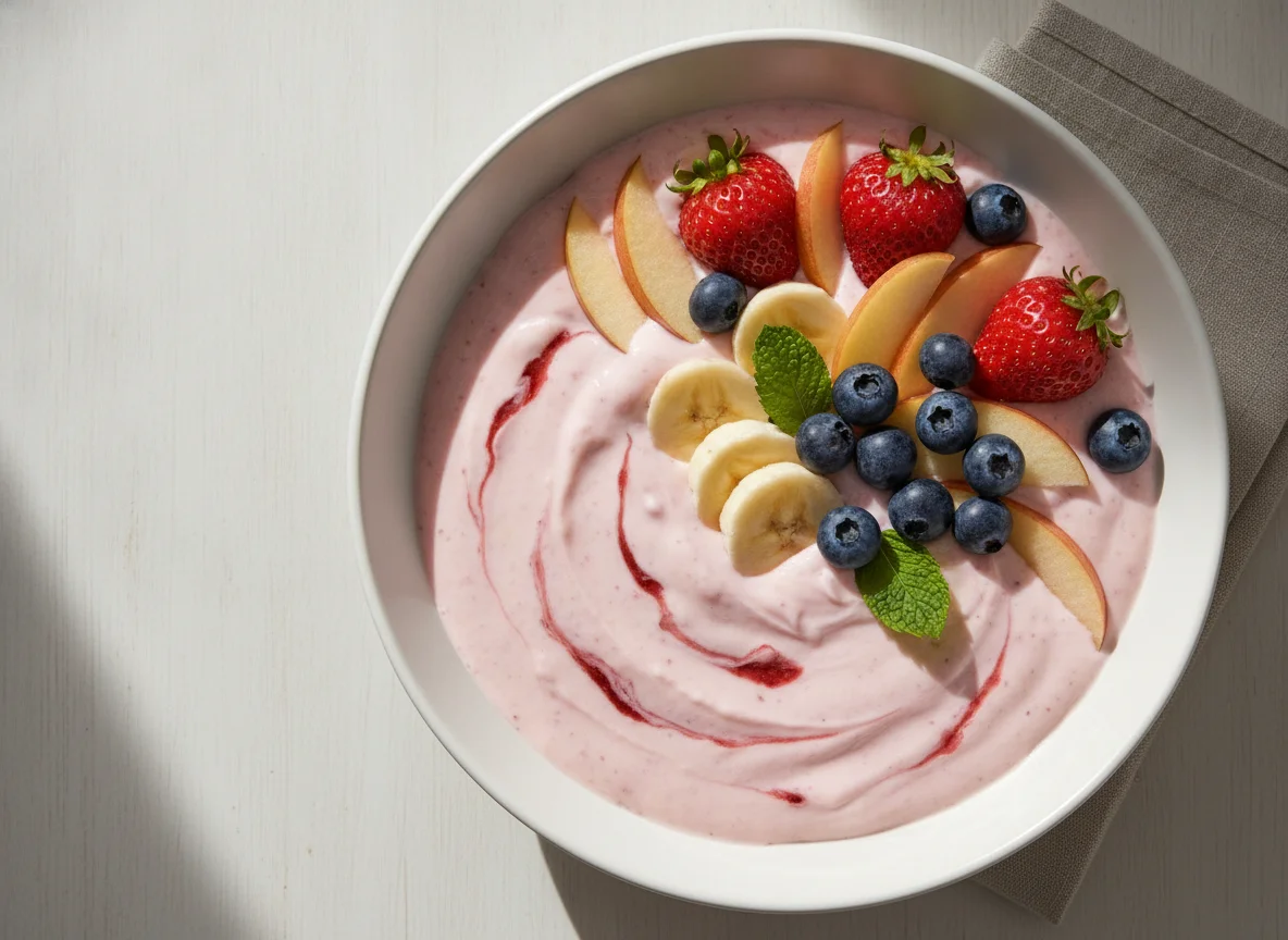 Obstsalat mit Erdbeerjoghurt photo
