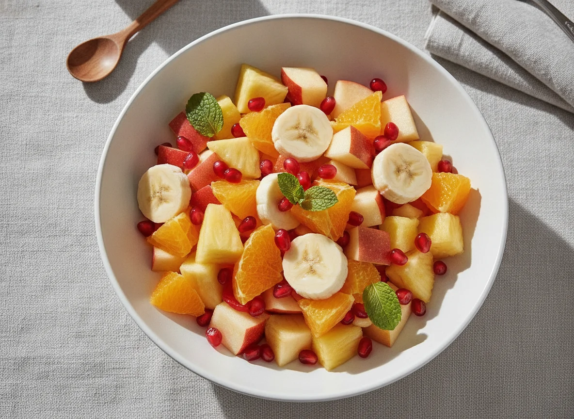 Obstsalat mit Granatapfelkernen photo