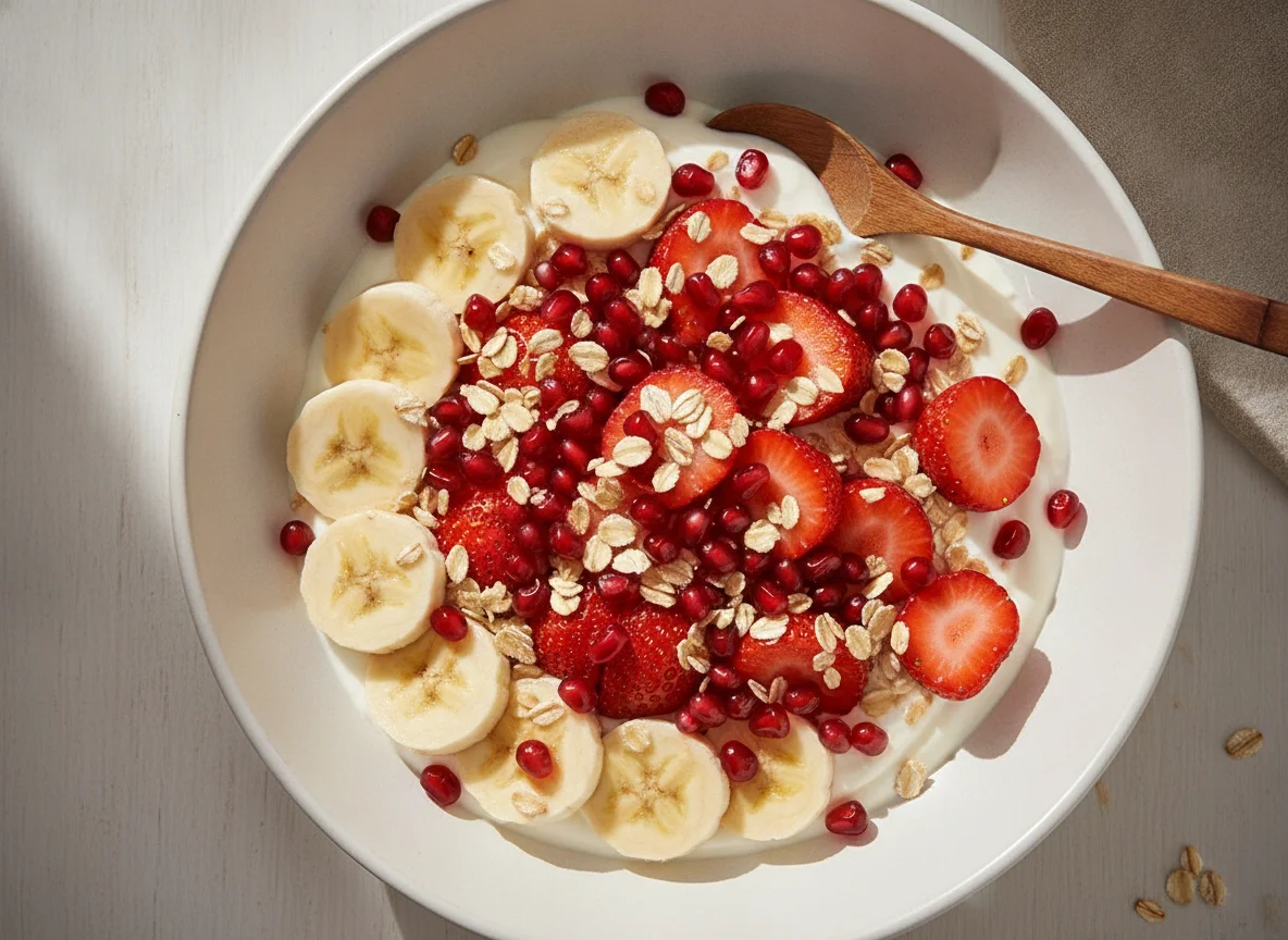 Obstsalat mit Joghurt und Granatapfel photo