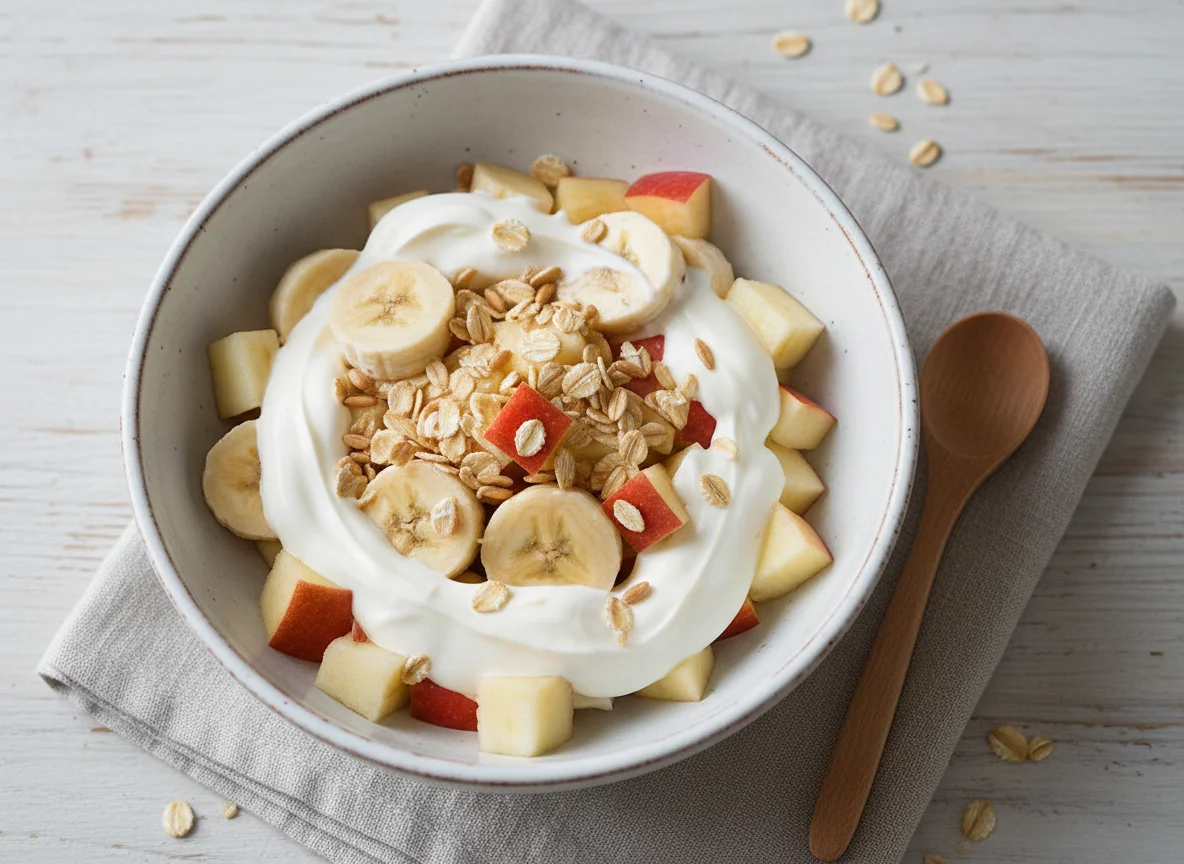 Obstsalat mit Joghurt und Haferflocken photo