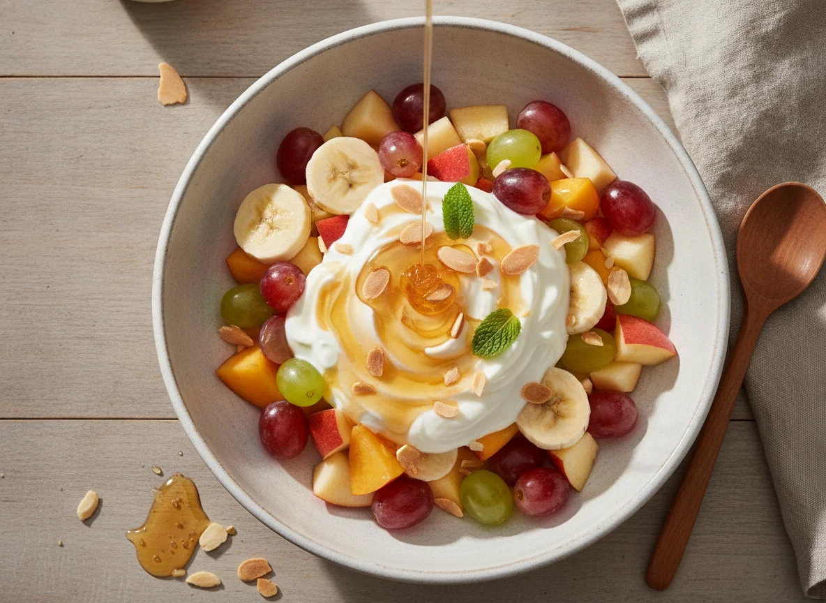 Obstsalat mit Joghurt und Honig photo