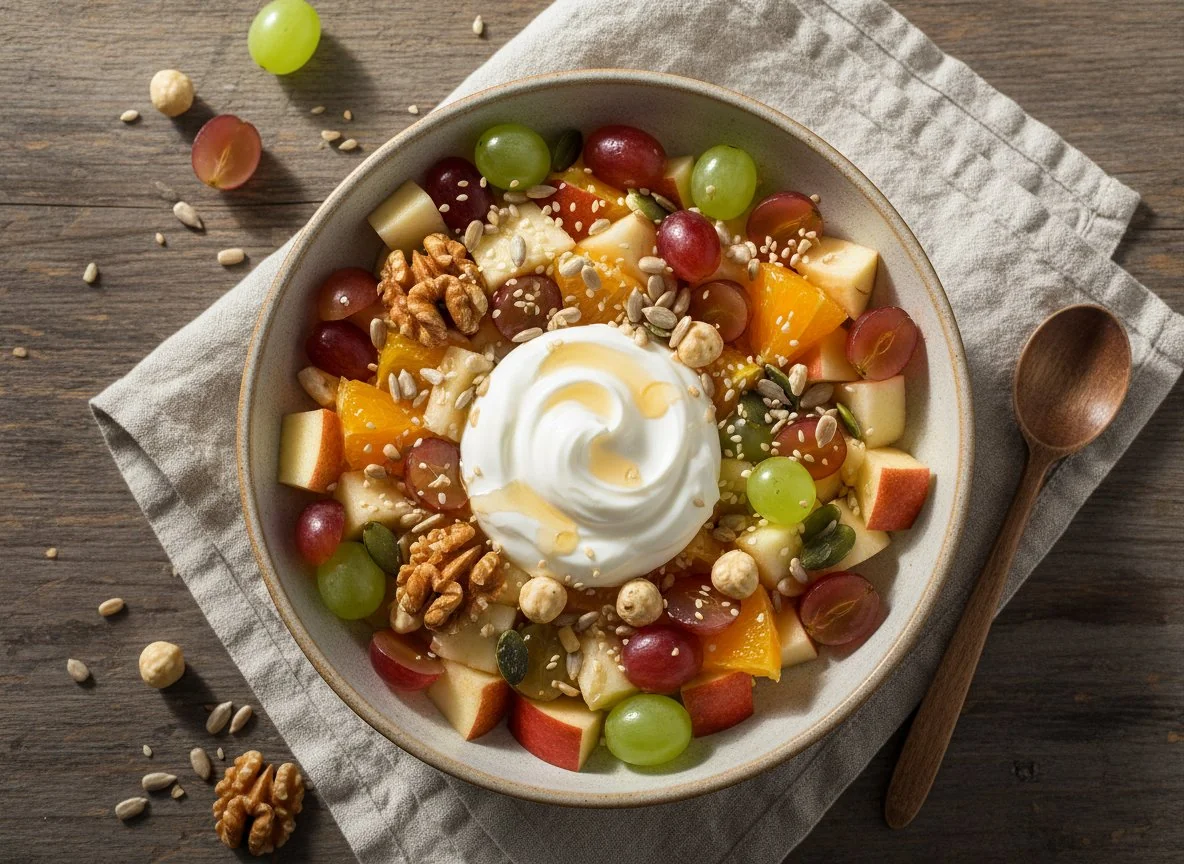 Obstsalat mit Joghurt und Nüssen photo