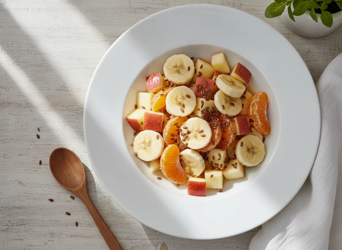 Obstsalat mit Leinsamen photo
