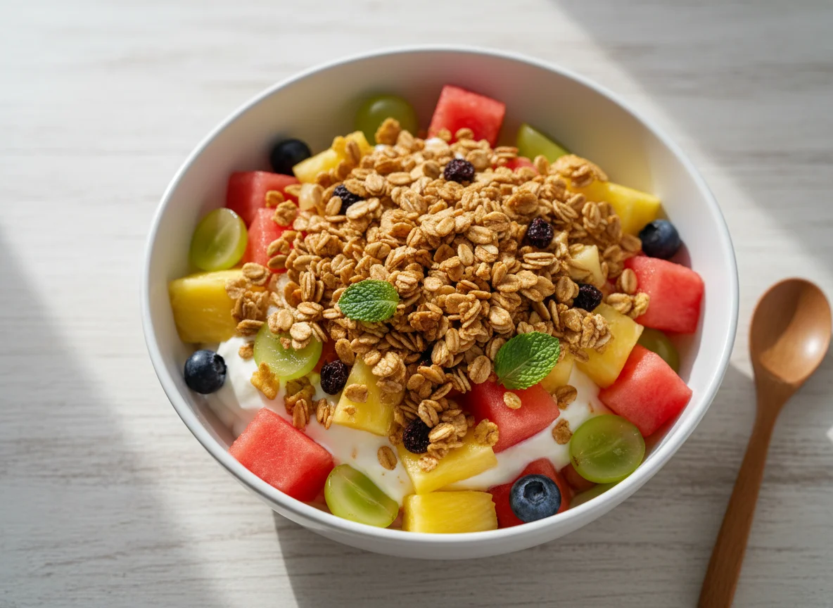 Obstsalat mit Müsli photo