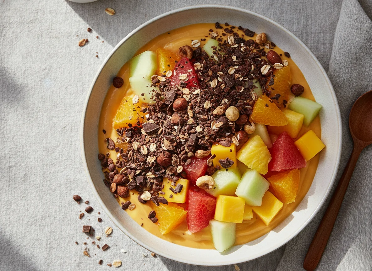 Obstsalat mit Müsli und Joghurt photo