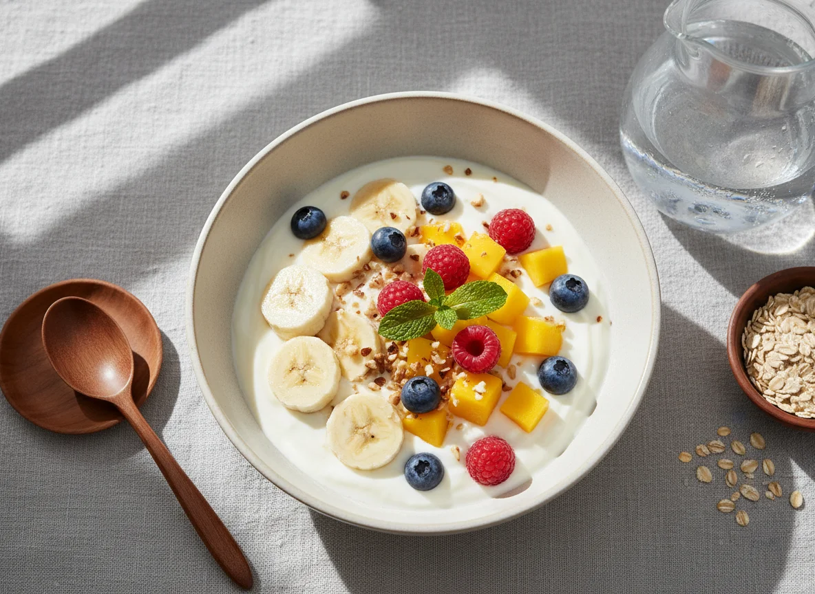 Obstschale mit Joghurt photo
