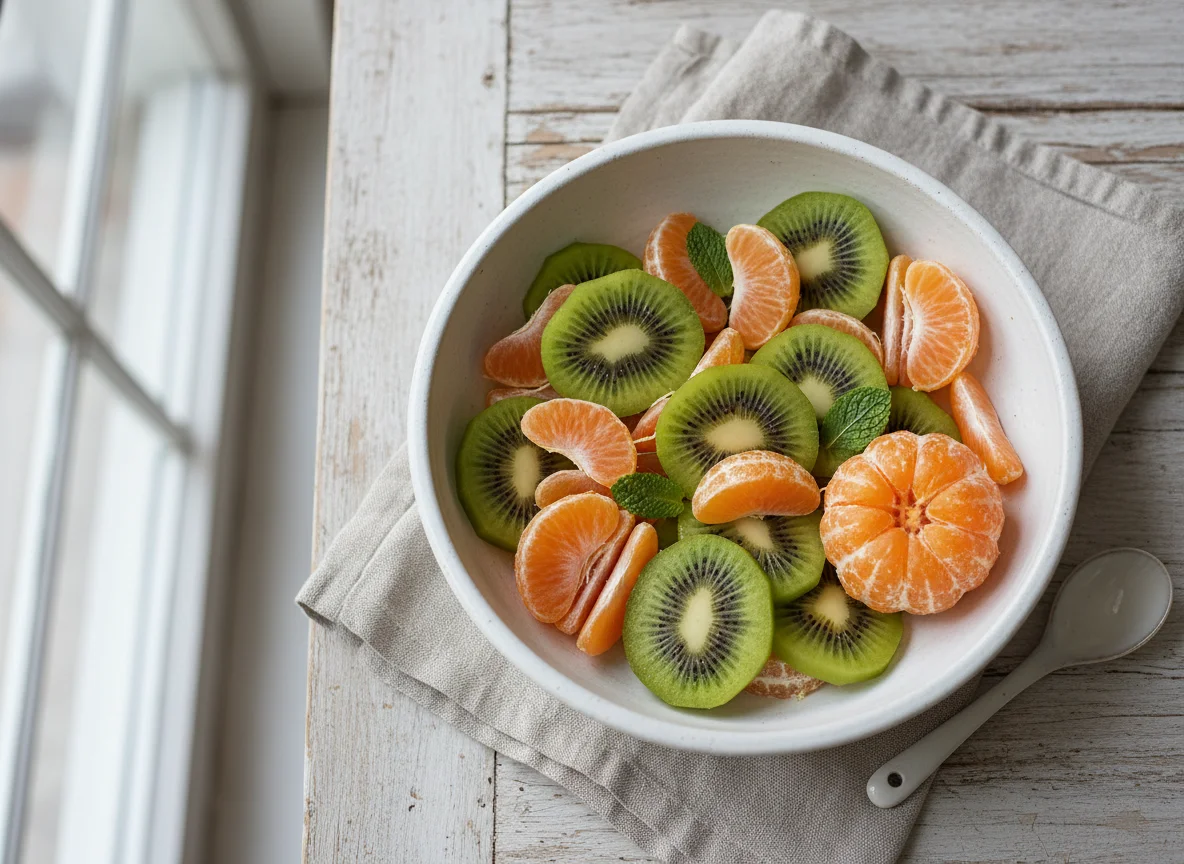 Obstschale mit Kiwi und Mandarinen photo