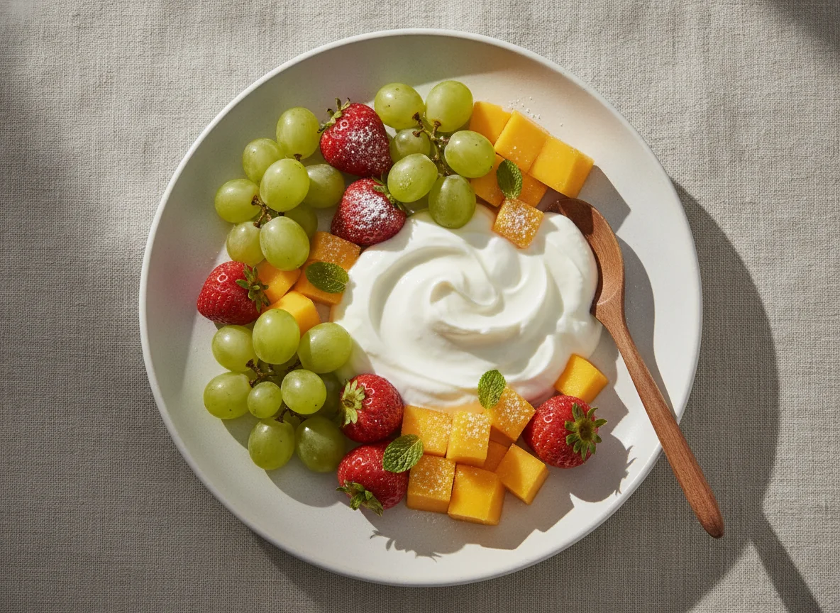 Obstteller mit Joghurt photo