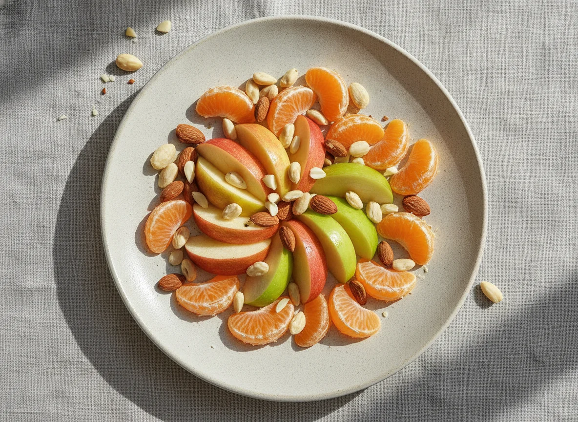 Obstteller mit Mandeln photo