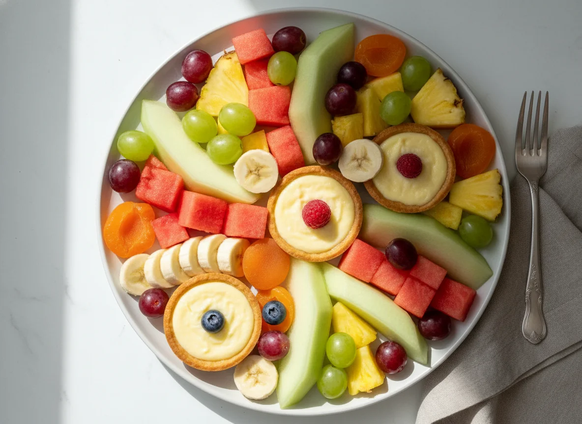 Obstteller mit Puddingtörtchen photo