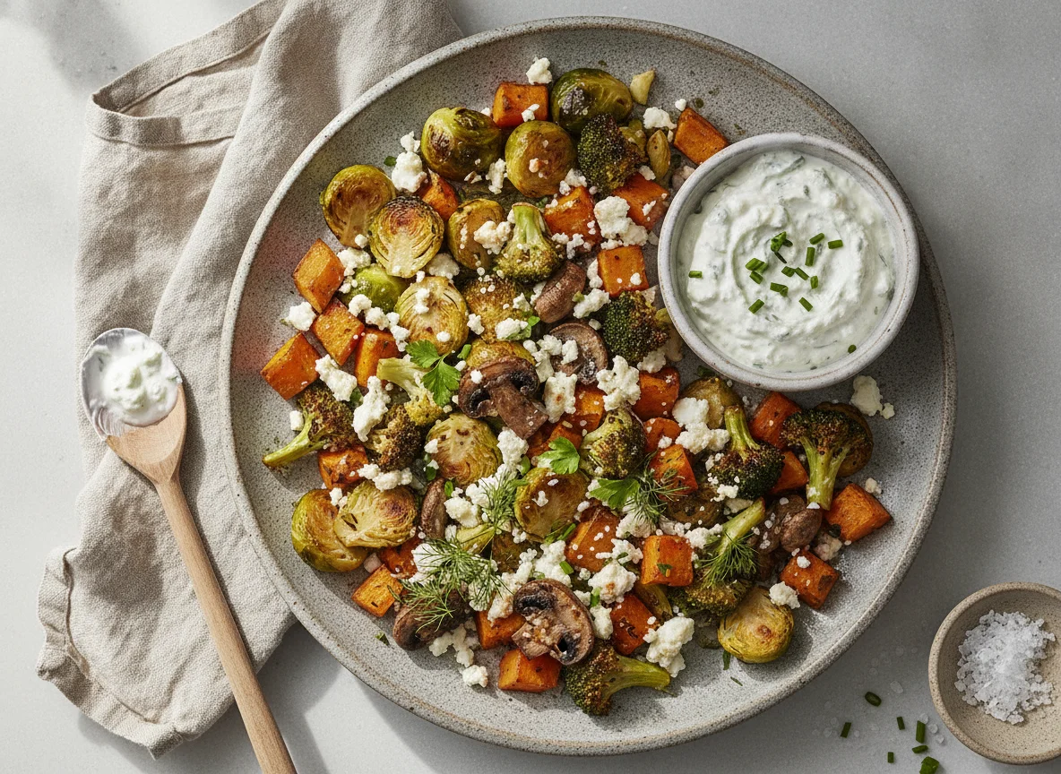 Ofengemüse mit Feta und Dip photo