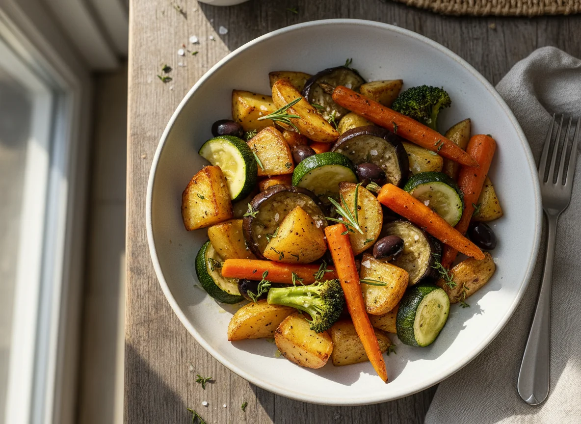 Ofengemüse mit Kartoffeln und Süßkartoffeln photo