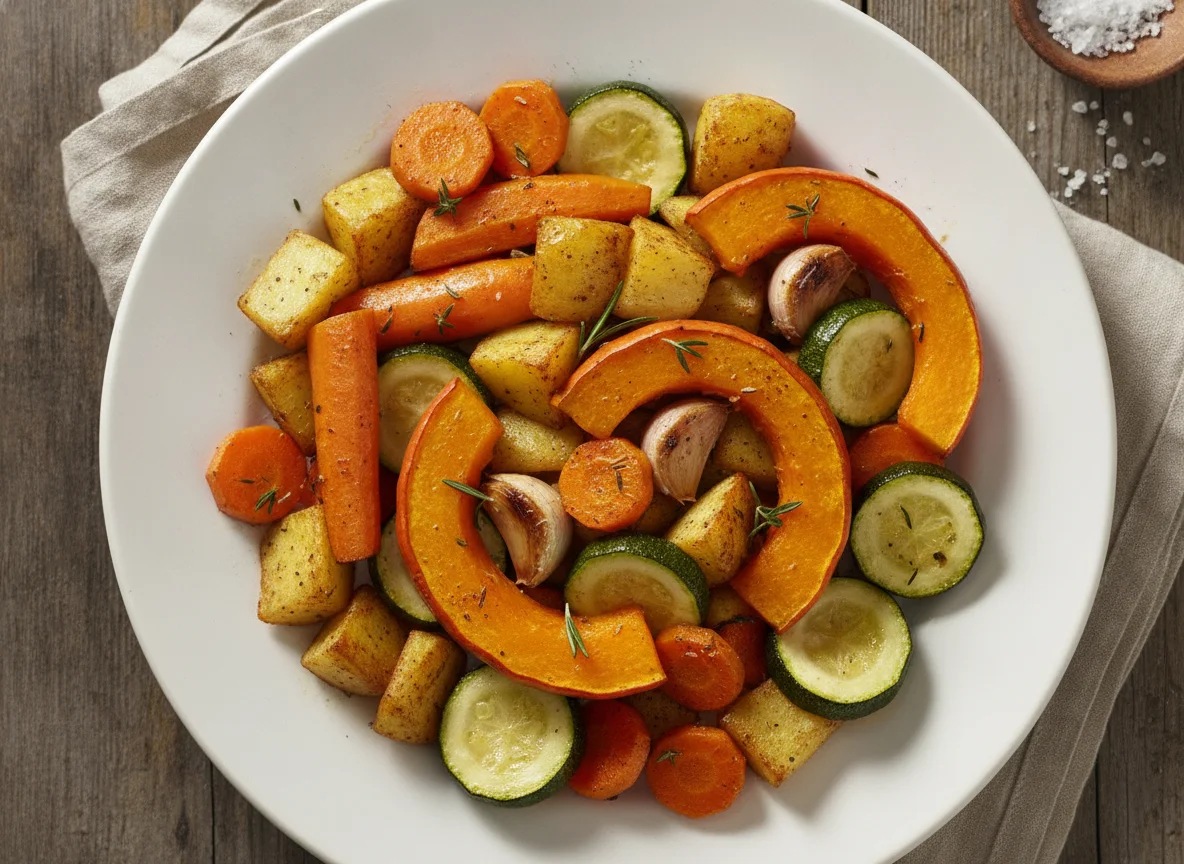 Ofengemüse mit Kürbis und Kartoffeln photo
