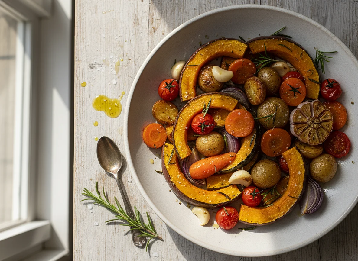 Ofengemüse mit Kürbis und Tomaten photo