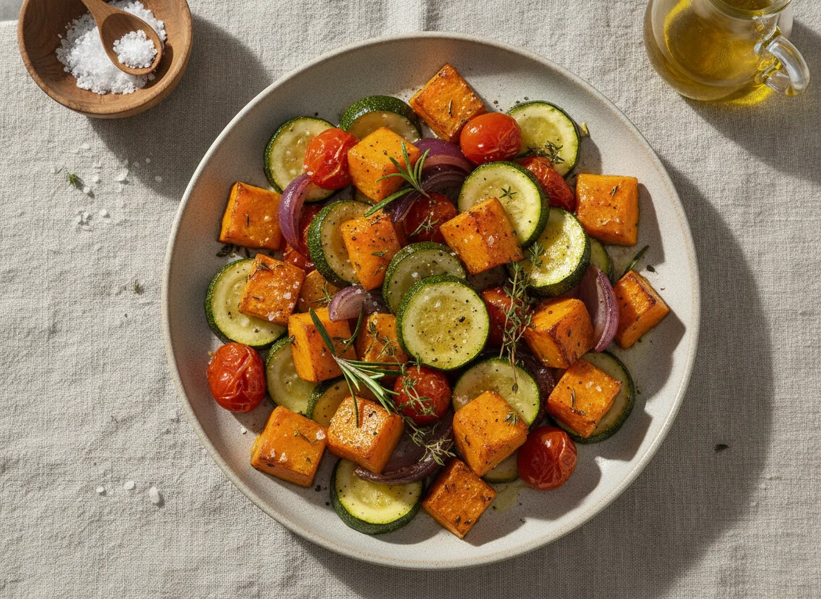 Ofengemüse mit Kürbis und Zucchini photo
