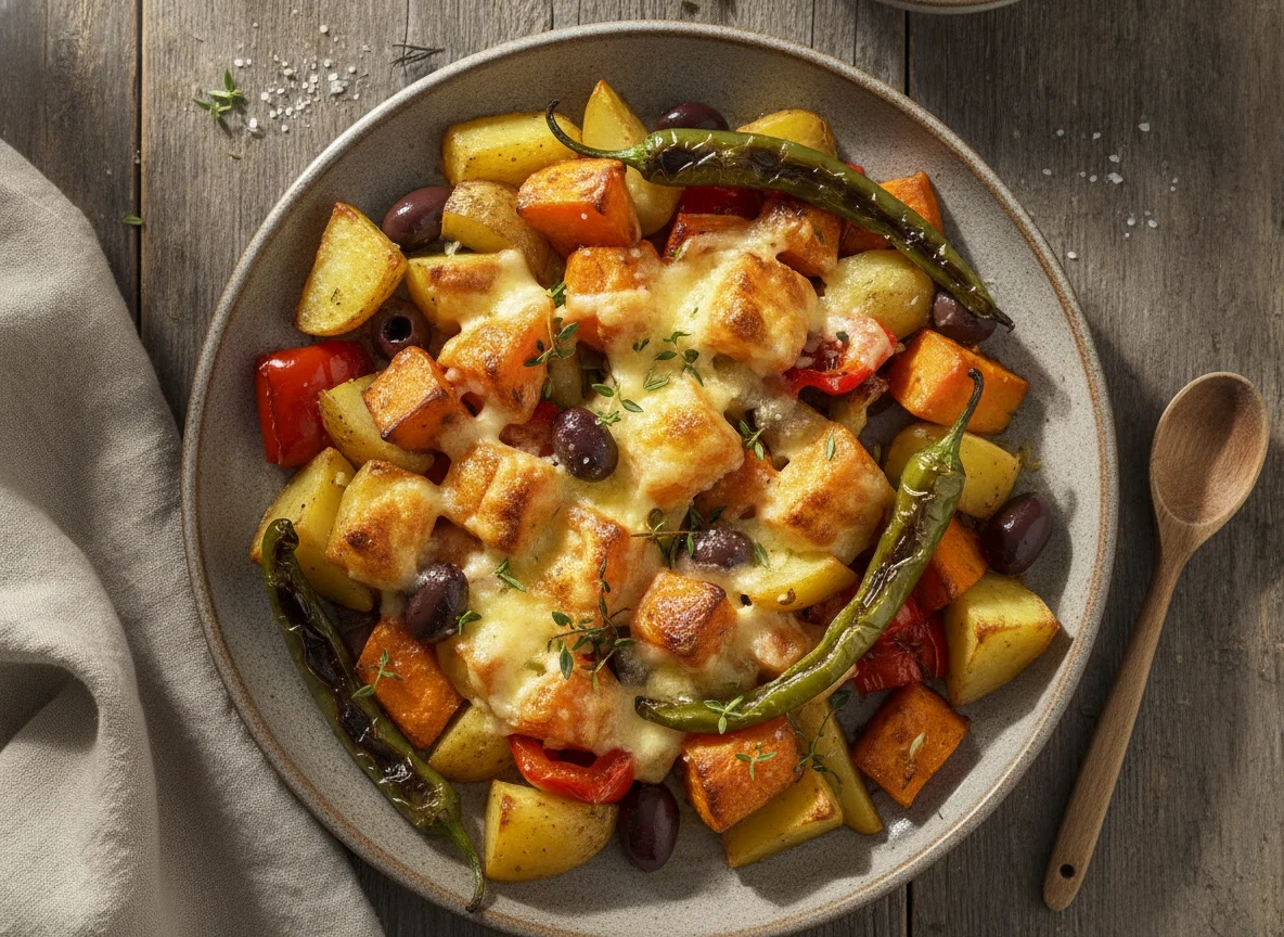 Ofengemüse mit Süßkartoffeln und Käse photo