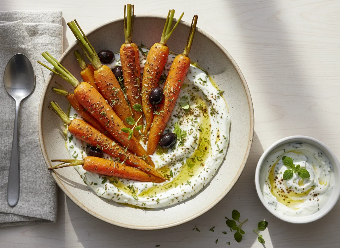 Ofenkarotten à la Provence mit würzigem Joghurt-Dip photo