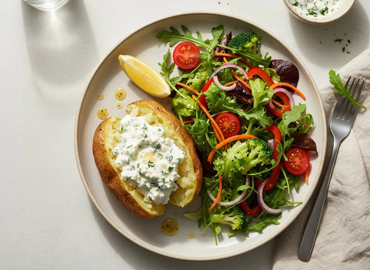 Ofenkartoffel mit gemischtem Salat photo