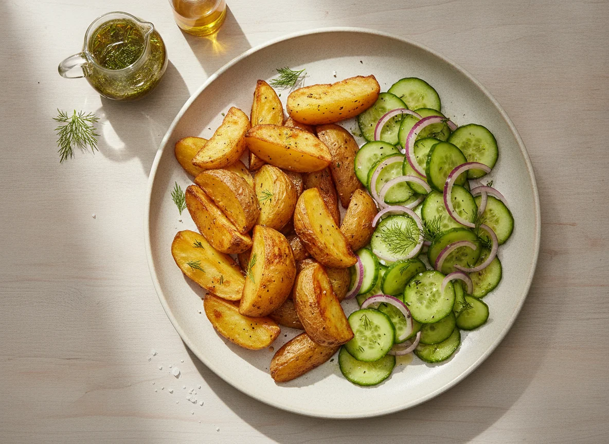 Ofenkartoffeln mit Gurkensalat photo